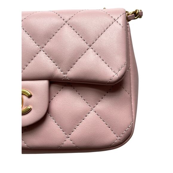 Chanel Mini Rectangular Flap Bag with Heart Chain Pink Lambskin Antique Gold - Picture 12 of 15